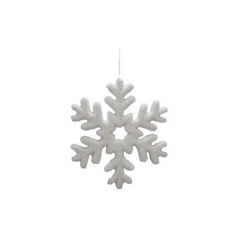 Wide Flocked Foam Snowflake Ornament, White