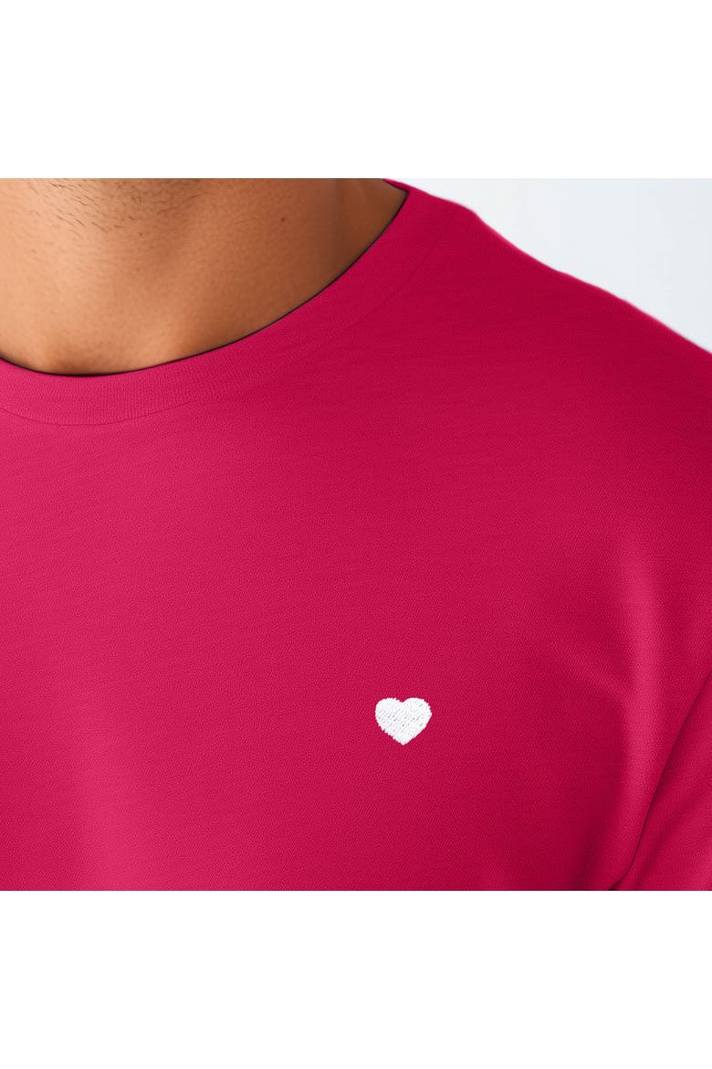 Mens Lil Heart Midweight Cotton Tee, Alternate, color, Fuchsia