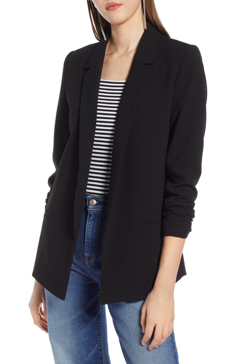 Open Front Blazer, Main, color, BLACK