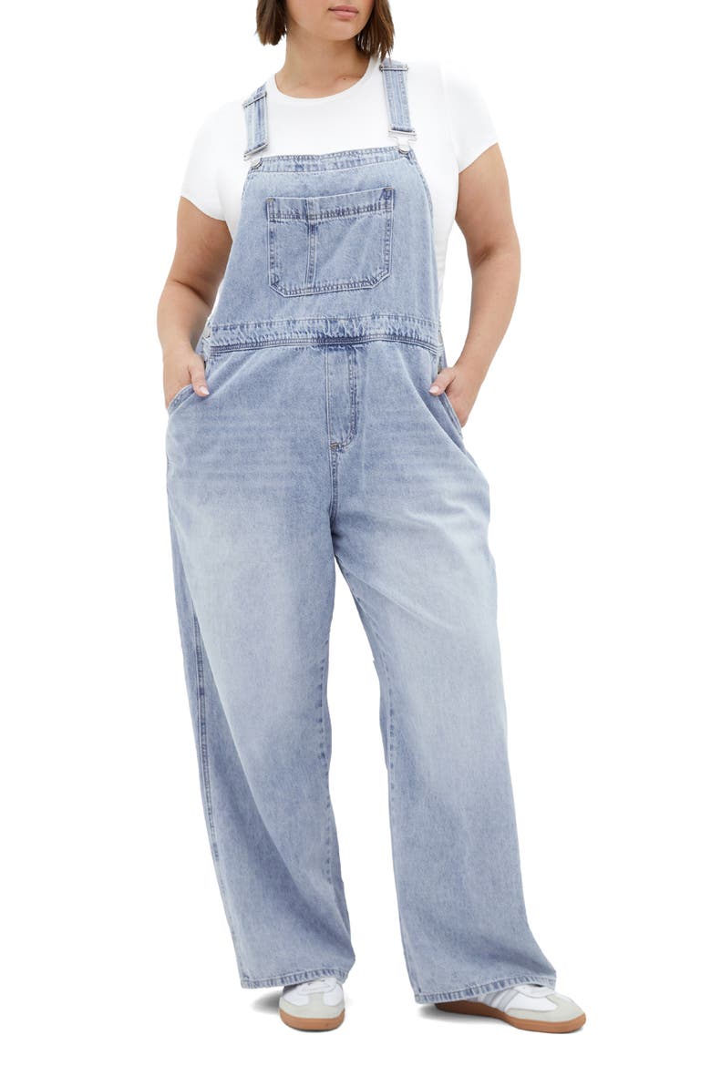 Straight Leg Overalls, Main, color, LIGHT DENIM