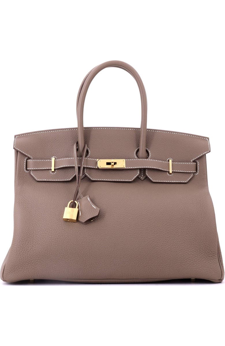 Pre-Owned Hermes Birkin Handbag Grey Togo with Gold Hardware 35, Main, color, Etoupe