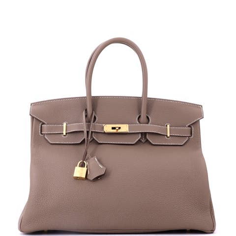 Birkin Handbag Grey Togo with Gold Hardware 35