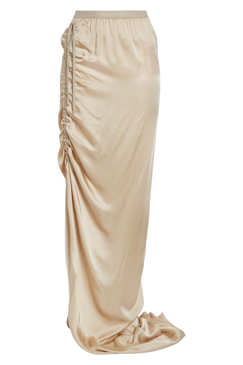 Edfu Ruched Satin Skirt, Alternate, color, SAND