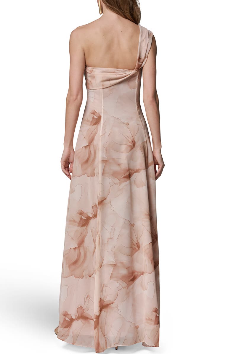 Donna Karan New York Floral Print Asymmetric Gown, Alternate, color, Umbria Mul