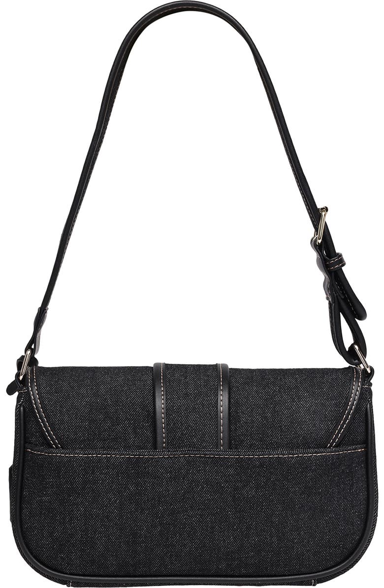 True Religion Double Pocket Denim Satchel, Alternate, color, Black