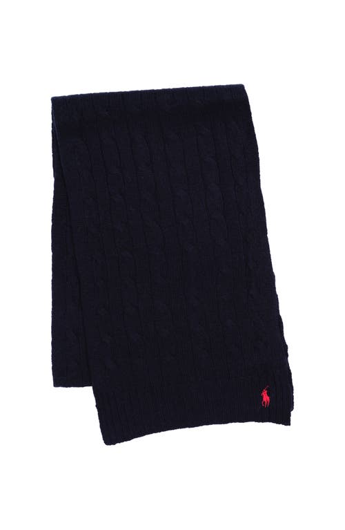 Polo Ralph Lauren Wool Cashmere Classic Cable Scarf In Blue