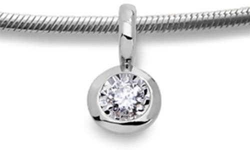 Monica Vinader Solitaire Lab Grown Diamond Pendant Snake Chain Necklace In Metallic
