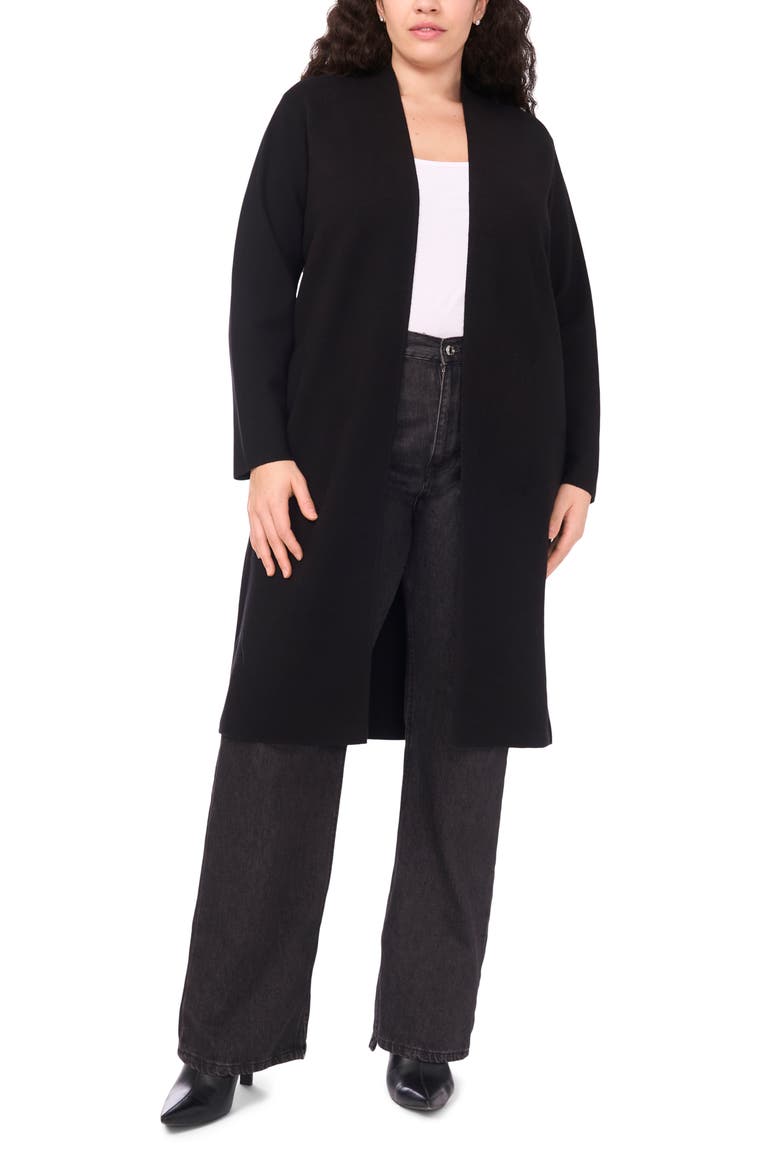 Open Front Longline Cardigan, Alternate, color, RICH BLACK