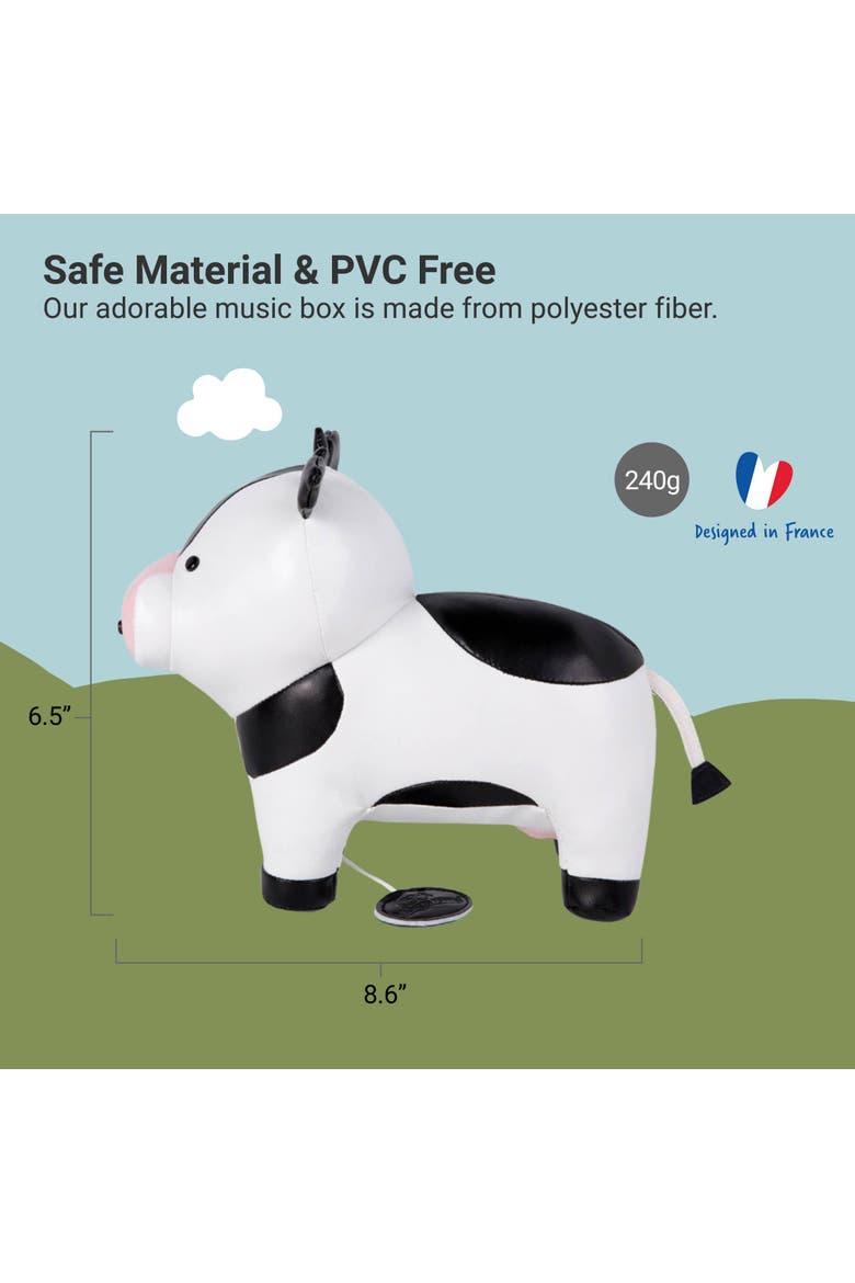 Musical Animals - Cow, Plush Baby Music Box, Nursery Toy, Alternate, color, White