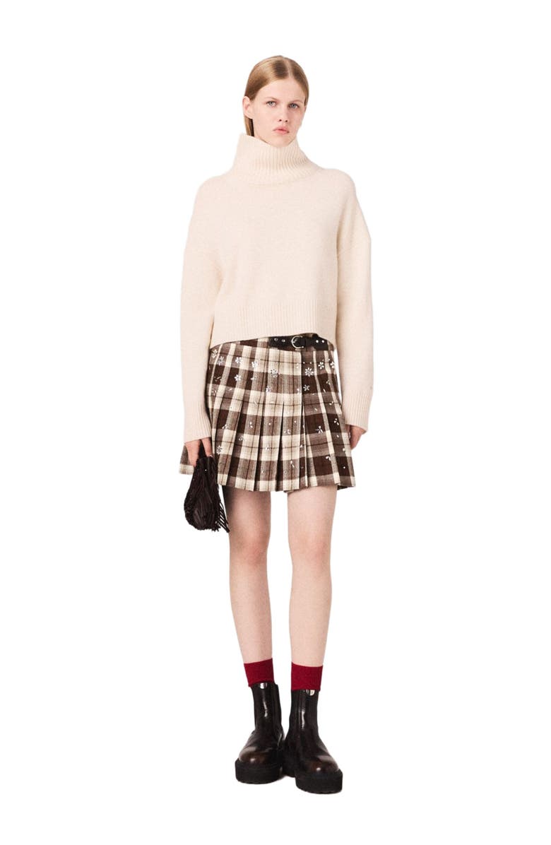 maje Rhinestone checked kilt, Main, color, Big Brown Check