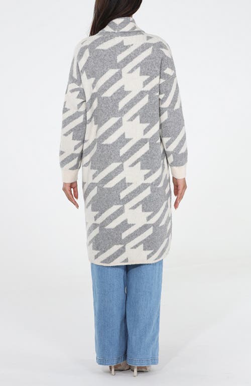 Rain And Rose Print Cardigan In Gray