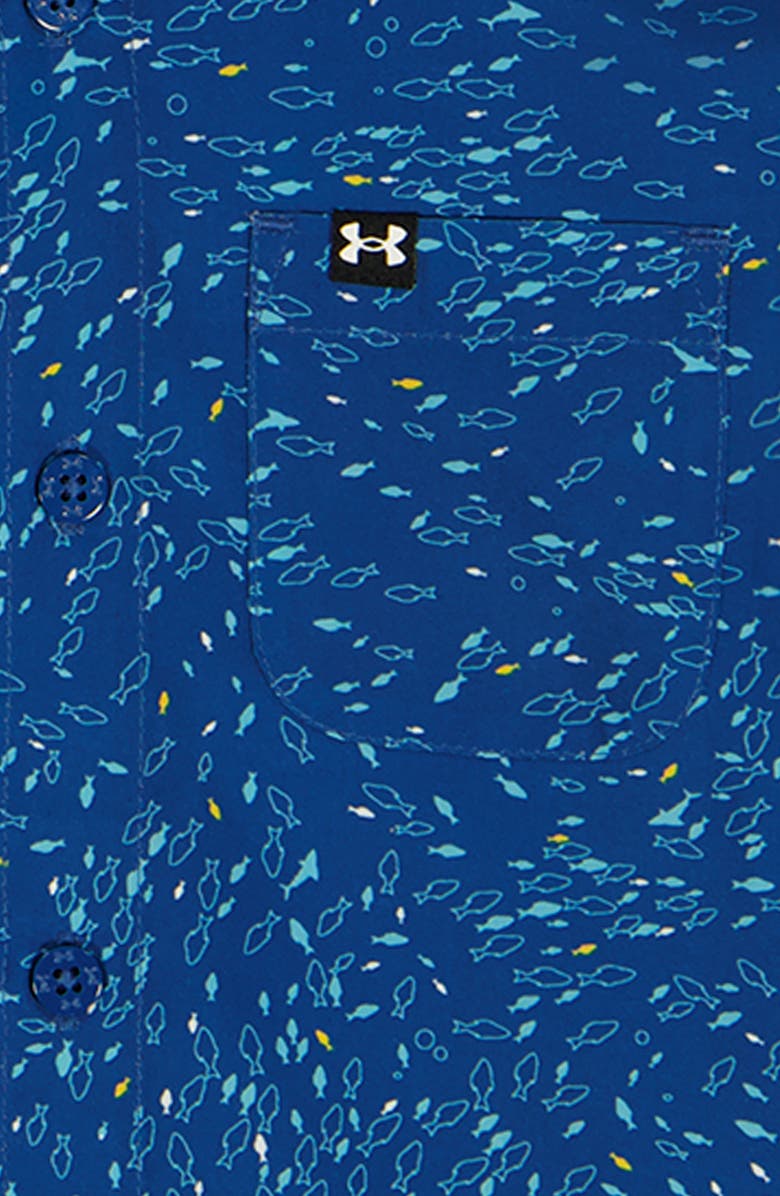 Under Armour Kids' Fish Print Button-Up Shirt & Shorts Set, Alternate, color, Varsity Blue