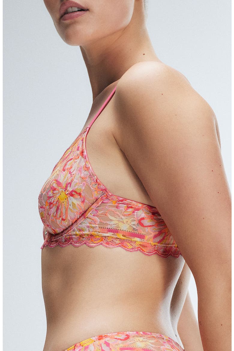 Sunray Lace Plunge Bra, Alternate, color, ACACIA PINK