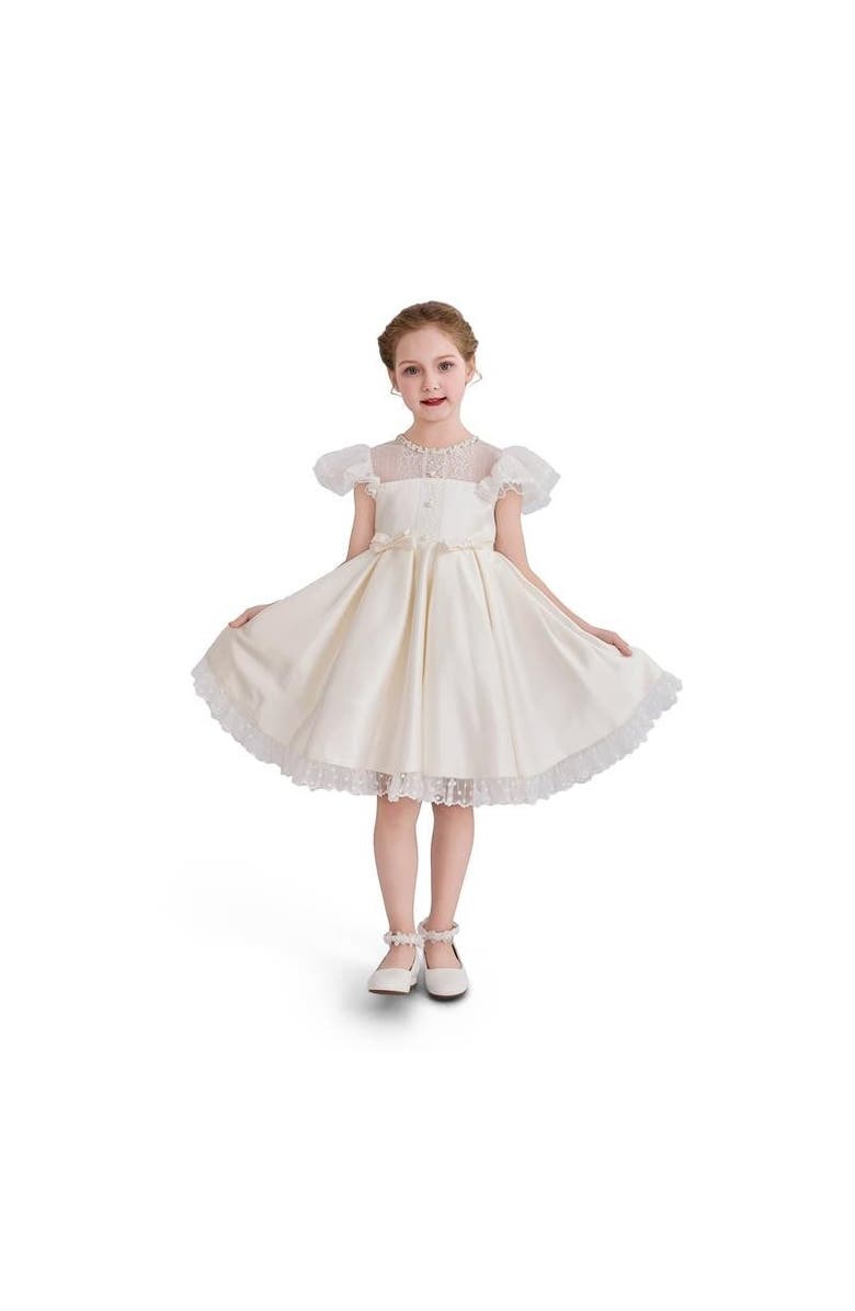 Tulleen Lace-Trim Puff Sleeve Dress, Main, color, 