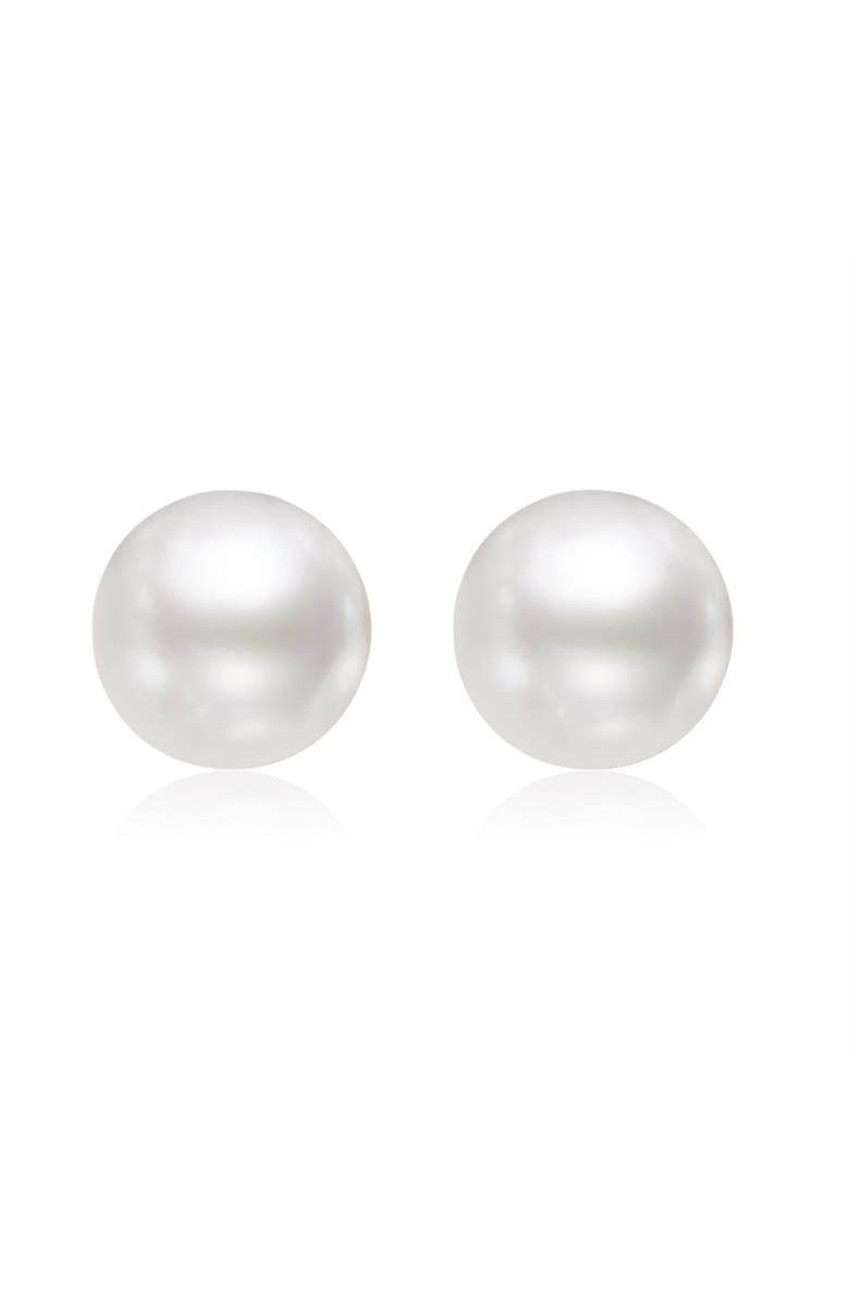 Miss Circle Freshwater Pearl Vermeil Studs, Main, color, White