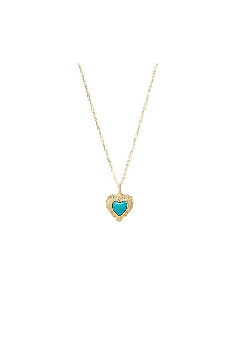 BY ADINA EDEN Turquoise Heart Charm Necklace, Main, color, Turquoise