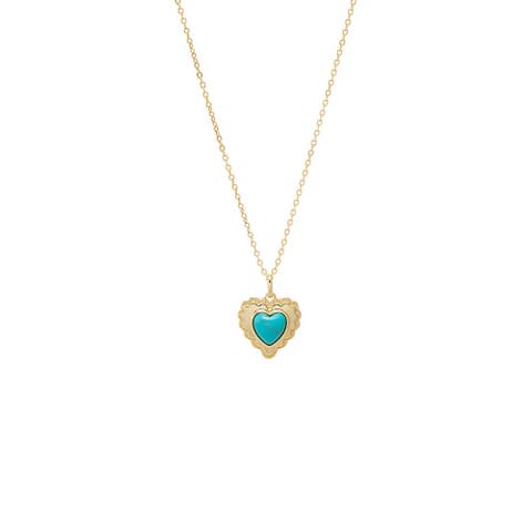 Turquoise Heart Charm Necklace