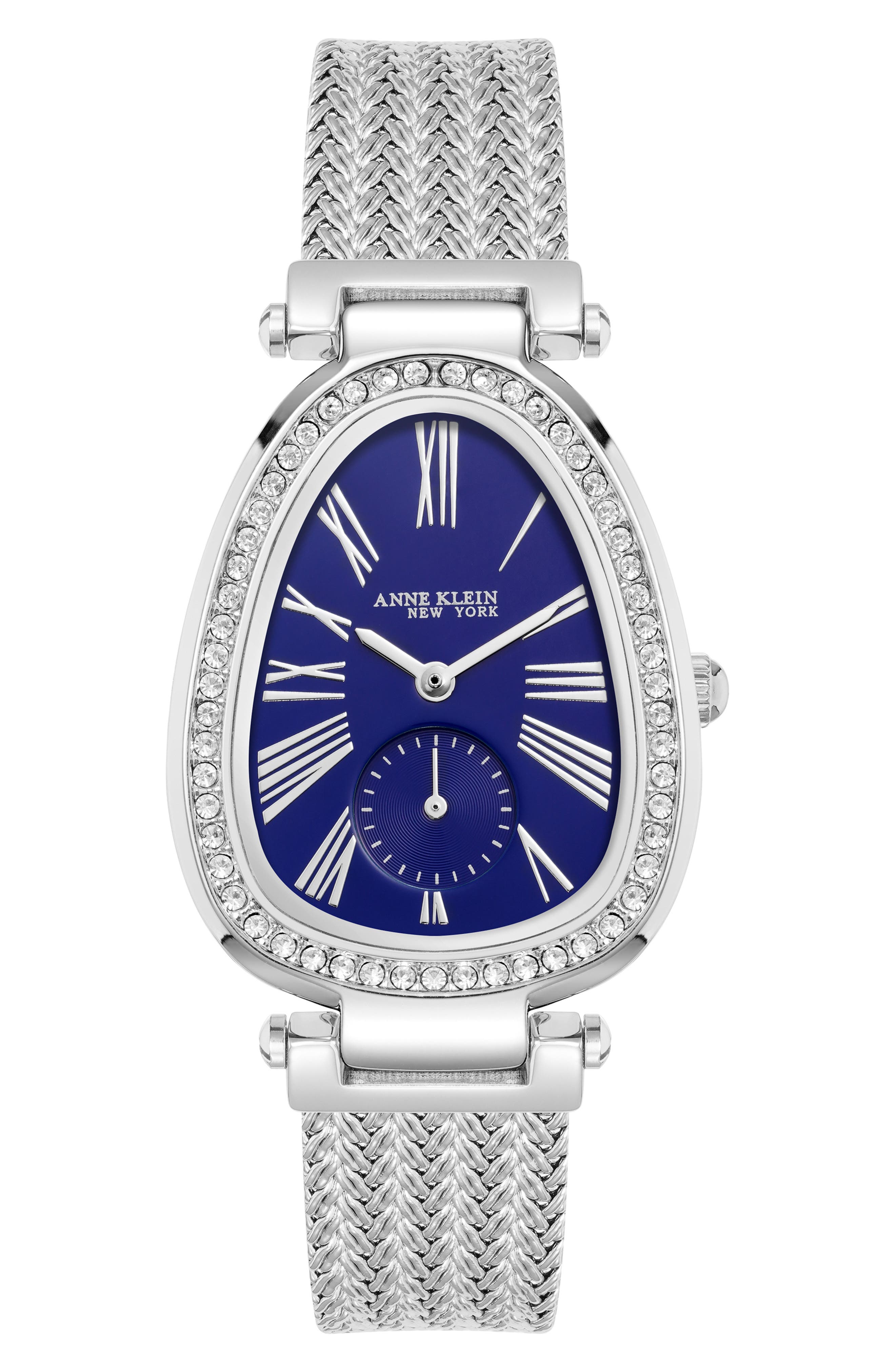 Anne Klein Crystal Mesh Strap Bracelet Watch, 28mm x 40.5mm