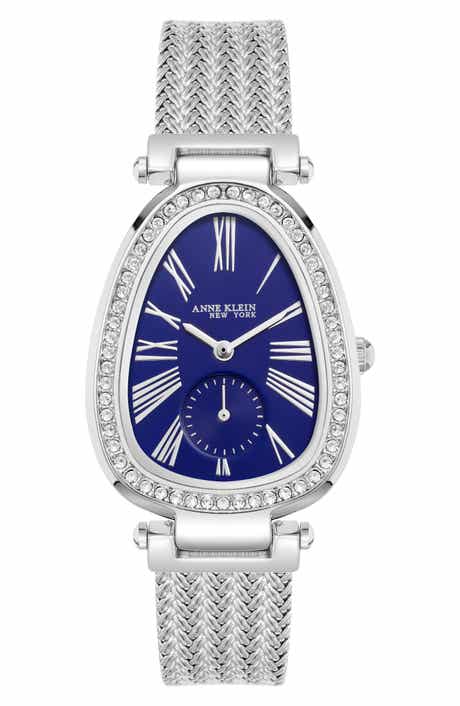 Anne Klein Crystal Mesh Strap Bracelet Watch, 28mm x 40.5mm