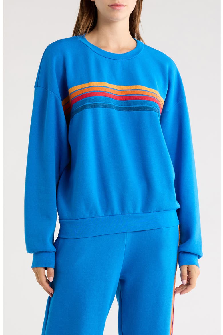 5-Stripe Crewneck Sweatshirt, Main, color, OCEAN