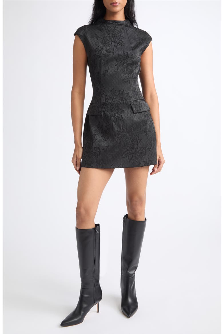 Haworth Floral Jacquard Minidress, Main, color, BLACK