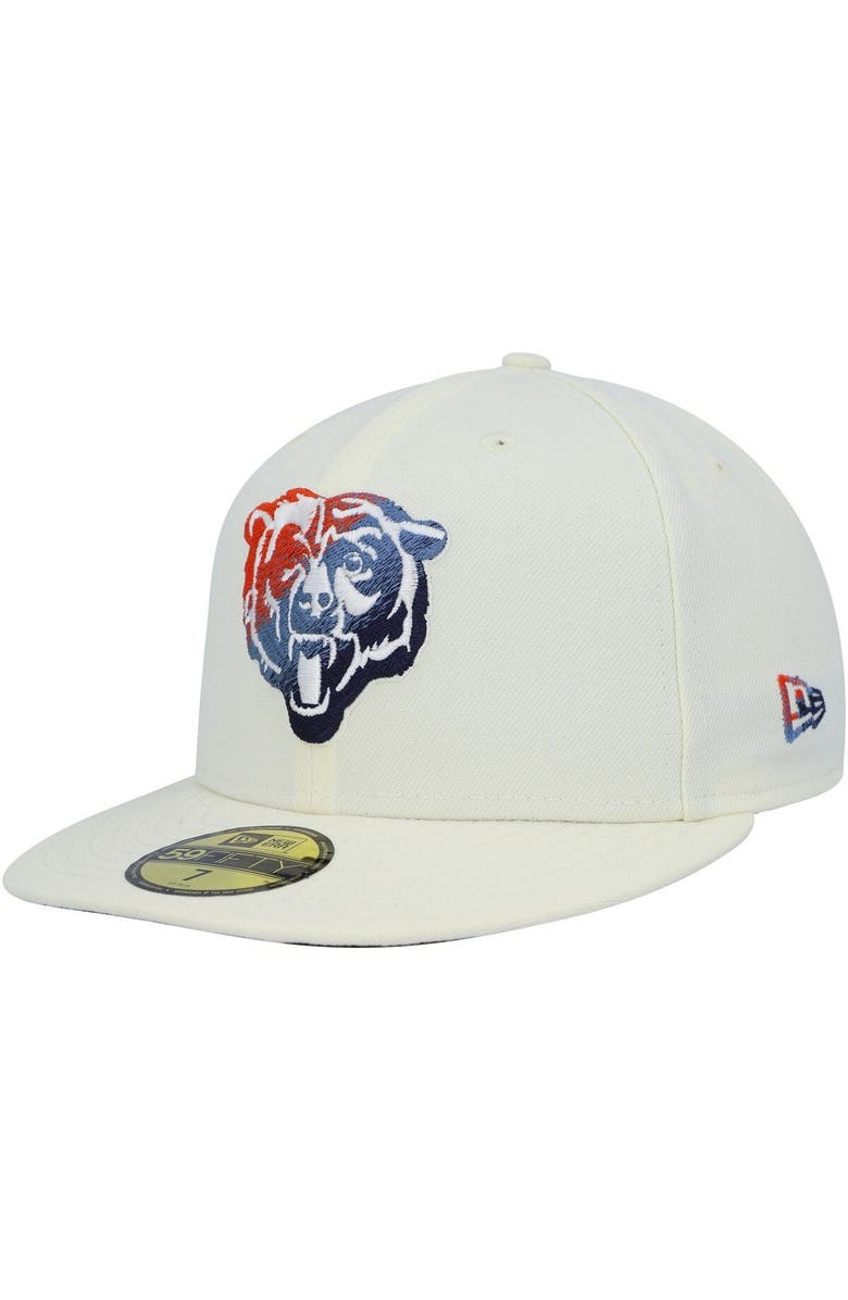 New Era Men's New Era Cream Chicago Bears Chrome Color Dim 59FIFTY Fitted Hat, Main, color,