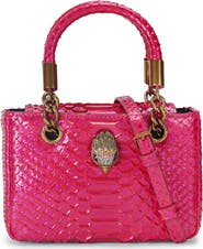 Kurt Geiger London Mini Square Kensington Croc-Embossed Leather Top Handle Bag