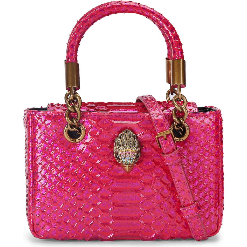 Kurt Geiger London Mini Square Kensington Croc-embossed Leather Top Handle Bag In Pink