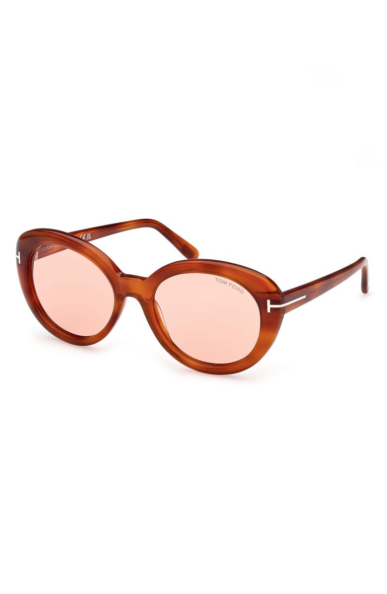 TOM FORD Lily-02 55mm Tinted Cat Eye Sunglasses, Alternate, color, Blonde Havana / Violet