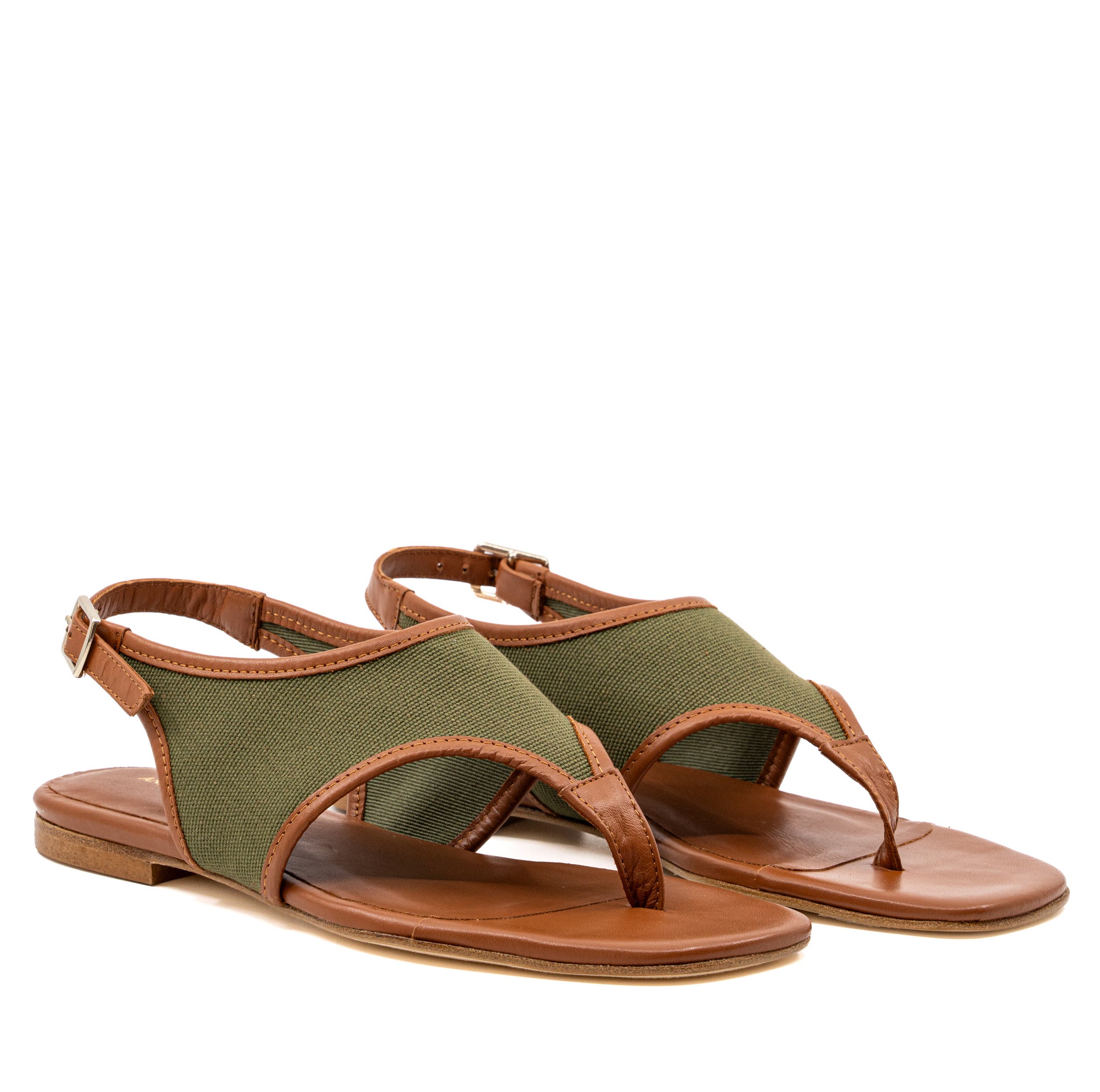 Andrea Gomez Dani  Canvas Flat Sandal, Alternate, color, Olive
