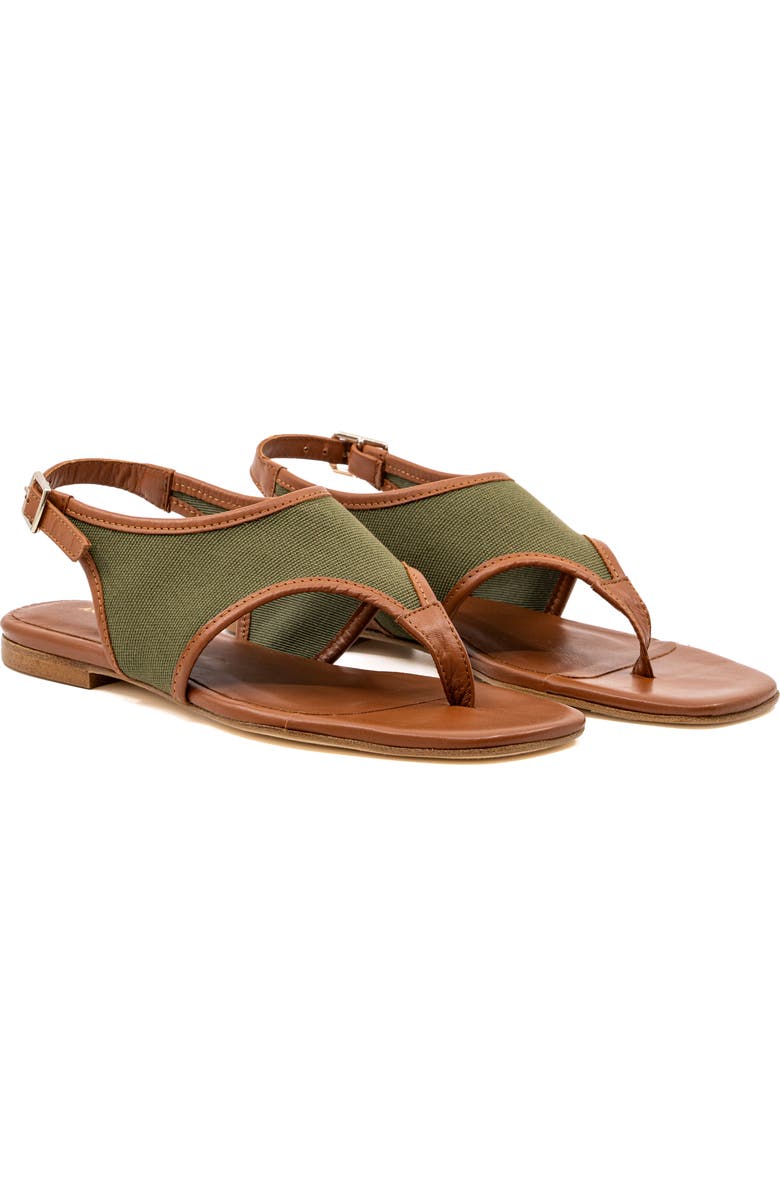 Andrea Gomez Dani Canvas Flat Sandal, Alternate, color, Olive