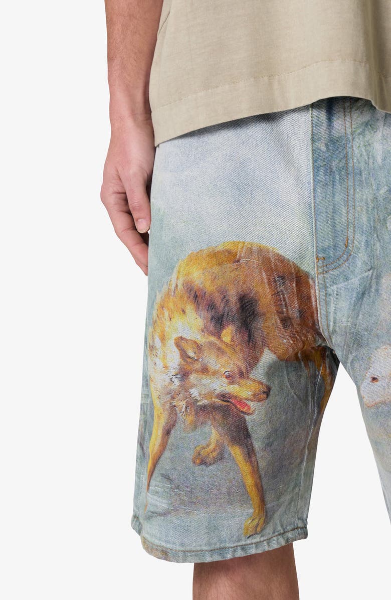 mnml Sheep Hounded Denim Shorts, Alternate, color, Blue Multi