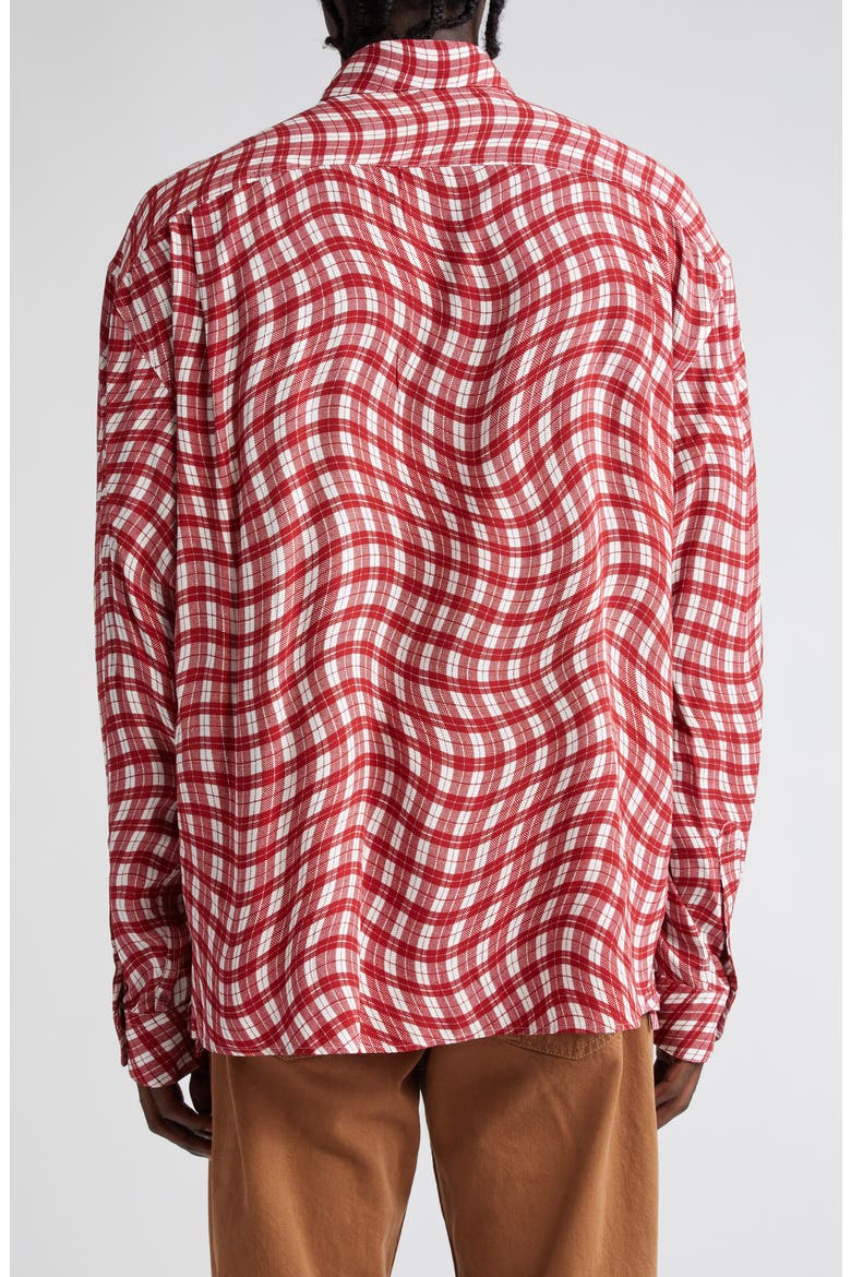 La Chemise Simon Wavy Check Button-Up Shirt, Alternate, color, PRINT DARK RED DEFORM CHE