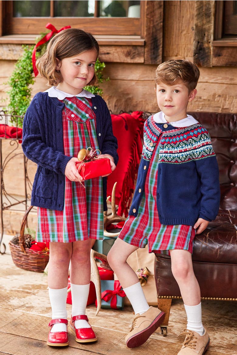 Kids' Vintage Button Tab John John Set, Alternate, color, Highlands Tartan