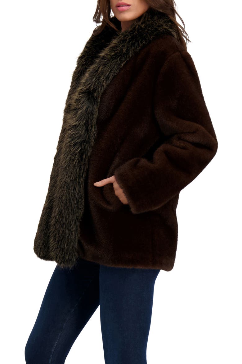 Fur-Free Fox & Mink (Faux Fur) Jacket, Alternate, color, DARK BROWN