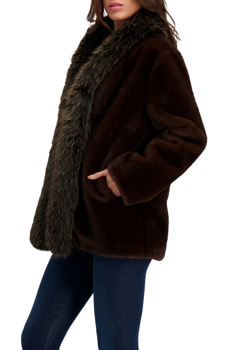 Lyla Grant Fur-Free Fox & Mink (Faux Fur) Jacket, Alternate, color, Dark Brown