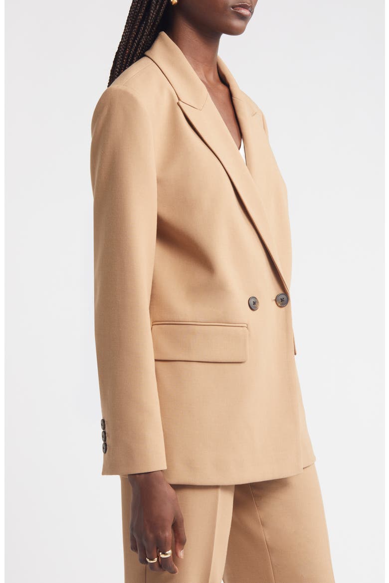 Double Breasted Peak Lapel Blazer, Alternate, color, CAMEL