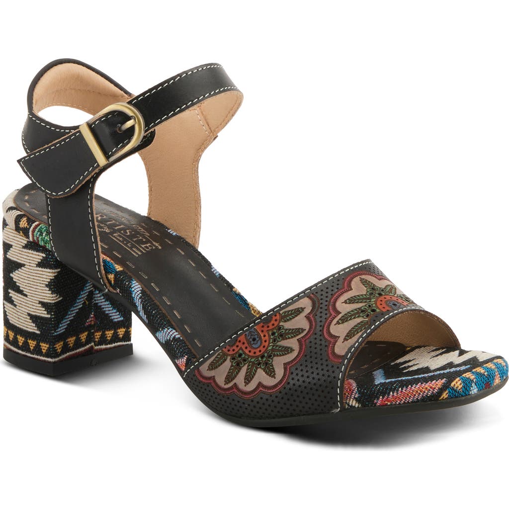 L'artiste By Spring Step Sassyclass Ankle Strap Sandal In Black Multi