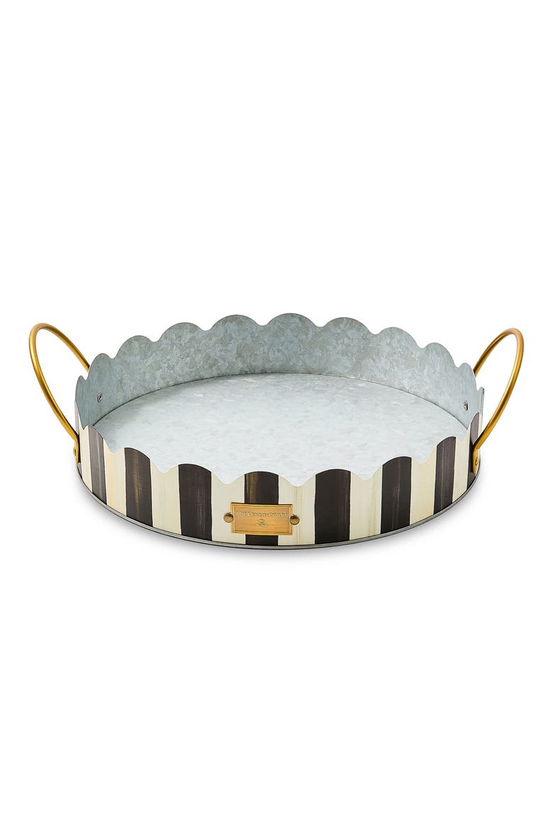 Courtly Stripe Set of 2 Serving Trays, Alternate, color, BLACK