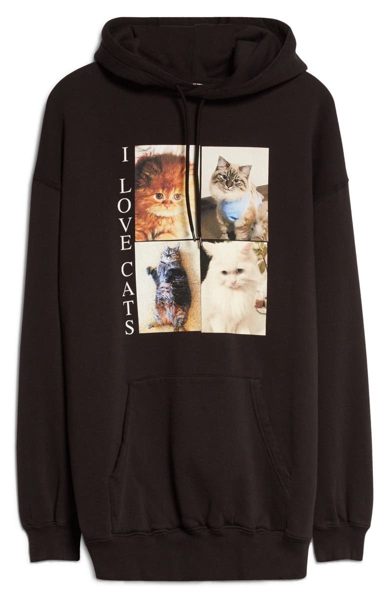 Balenciaga I Love Cats Cotton Hoodie, Alternate, color, 