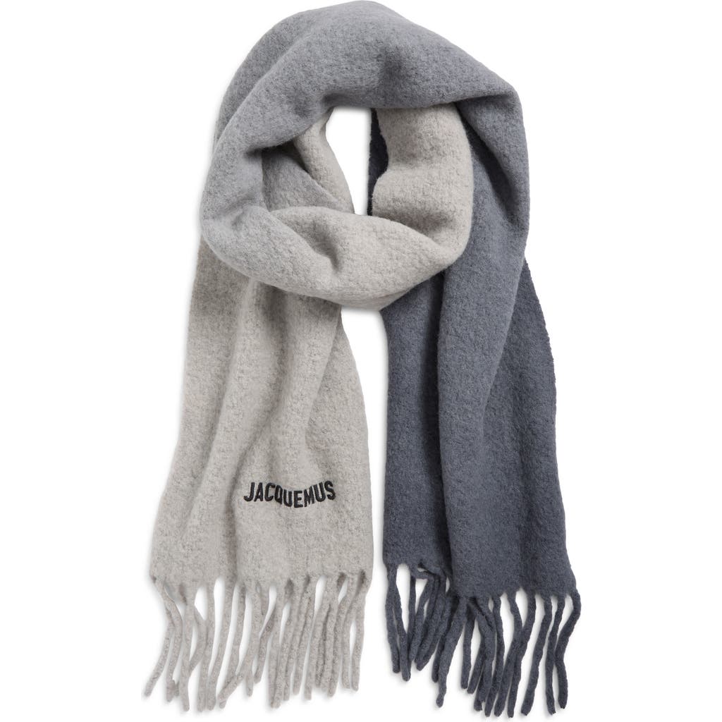 Jacquemus L'écharpe Moisson Alpaca Blend Fringe Scarf In Gray