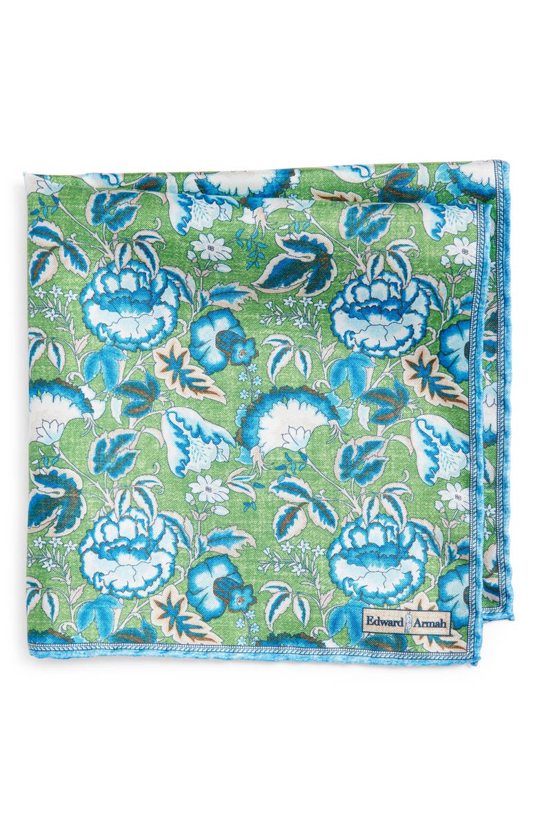 EDWARD ARMAH Floral Silk Pocket Square, Main, color, 
