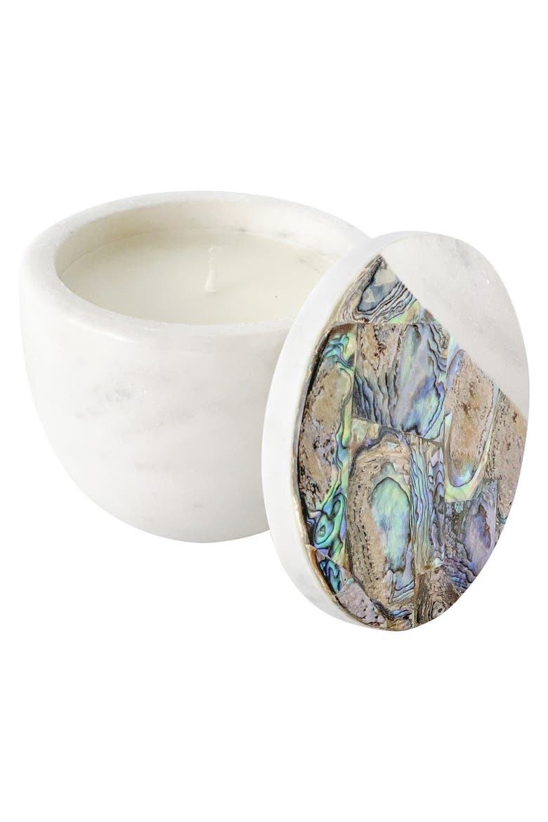 Rainbow Eucalyptus Marble Candle, Main, color, White