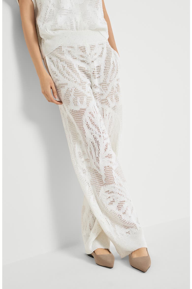 Dazzling water lilies trousers, Alternate, color, White