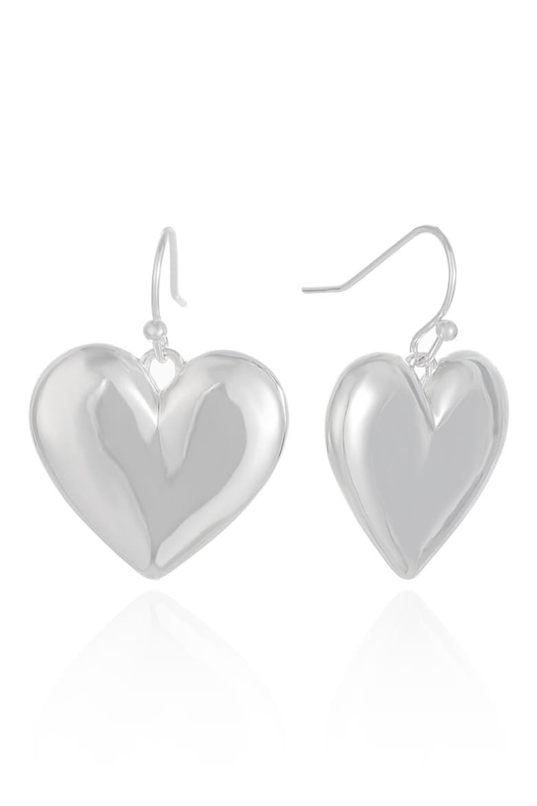 Puffy Heart Drop Earrings, Main, color, SILVER