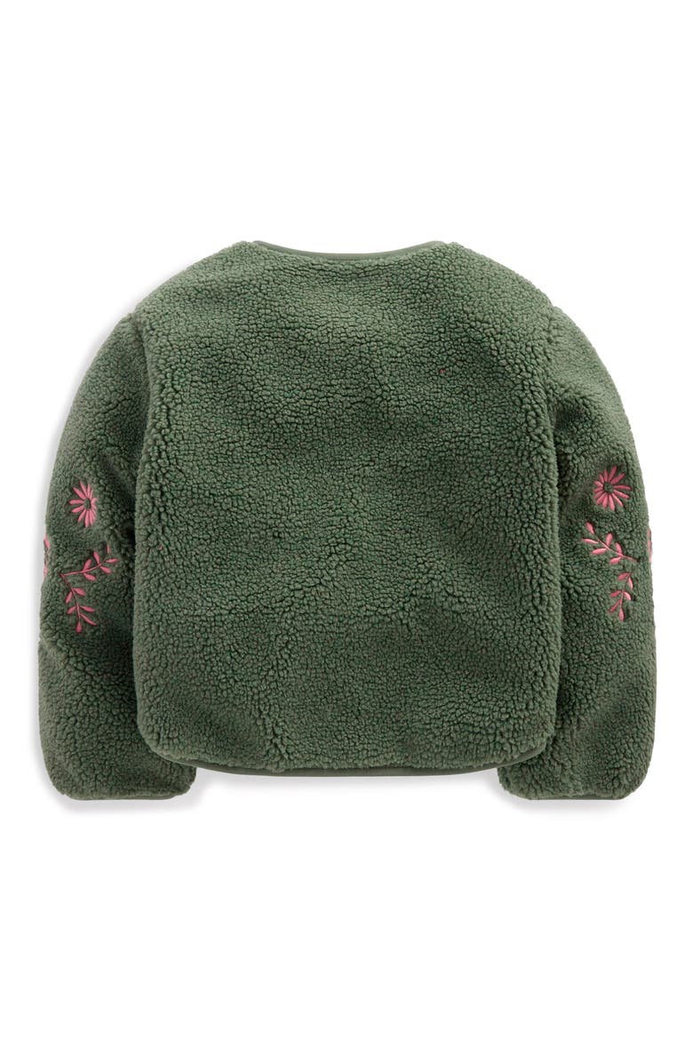 Kids' Pretty Faux Shearling Jacket, Alternate, color, DARK GREEN EMBROIDERY