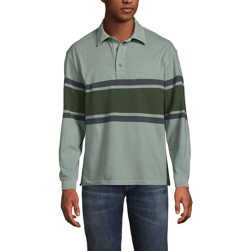 LANDS' END LANDS' END LONG SLEEVE OVERDYE RUGBY SHIRT