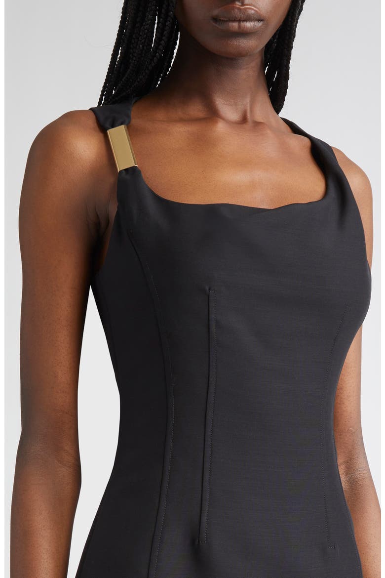 Asymmetric Neck Sleeveless Sheath Dress, Alternate, color, NERO