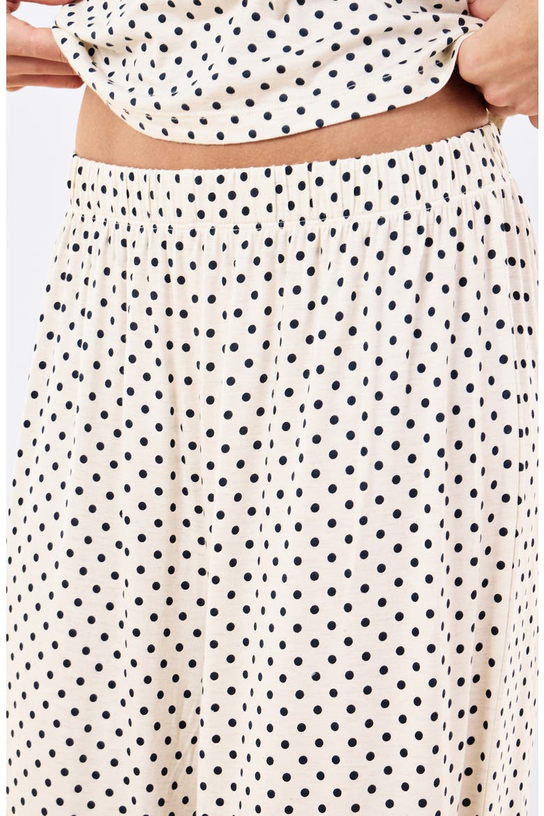 Kate Modal Soft Tee & Wide Leg Pajamas, Alternate, color, CREAM/ DEEP NAVY MINI SPOT