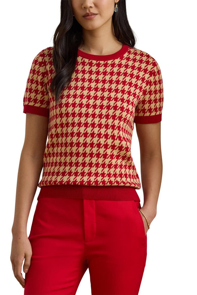 Houndstooth Short Sleeve Sweater (Women) | Nordstrom